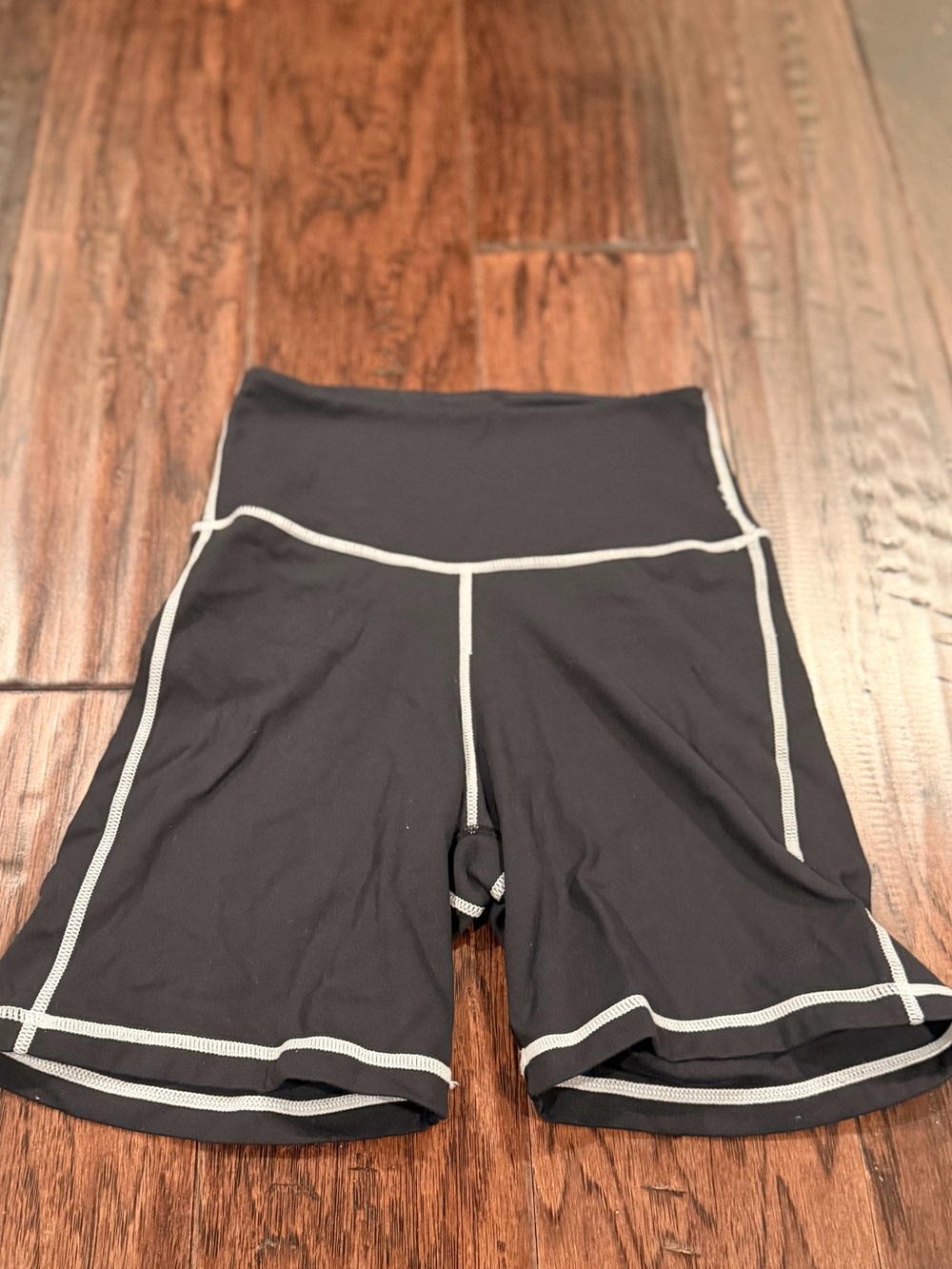 WeWoreWhat Black Bike Shorts with White Contrast Stitching